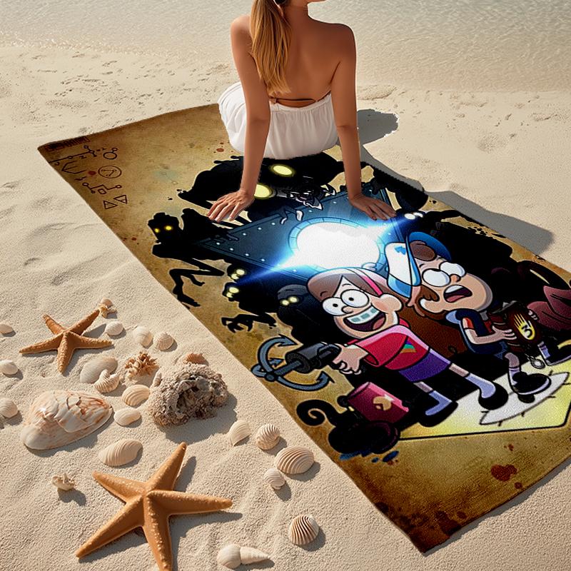 Ultra-weiches Strandtuch mit Gravity Falls Thema, Ideal für Pool - Camping, Tauchen - Perfekter Reisebegleiter, Lebendiges Strandtuch.