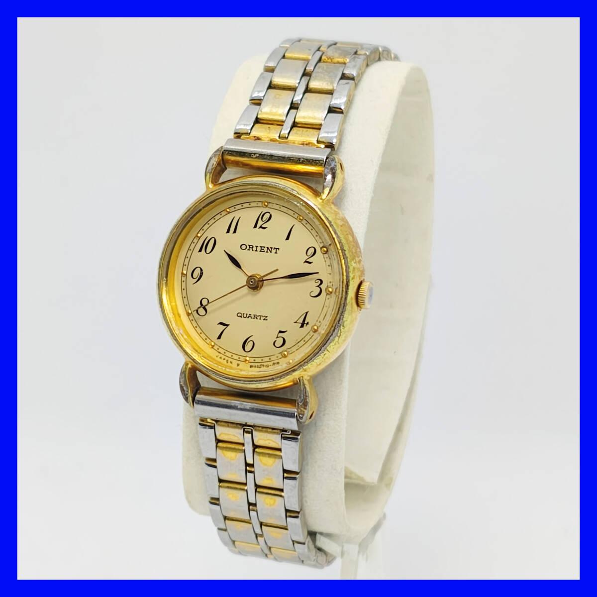 967 [ORIENT] Quartz B15971-00 Gold x Silver Combination Arabic Numerals Ladies Watch [Battery replaced, 96 hour operation confirmed]