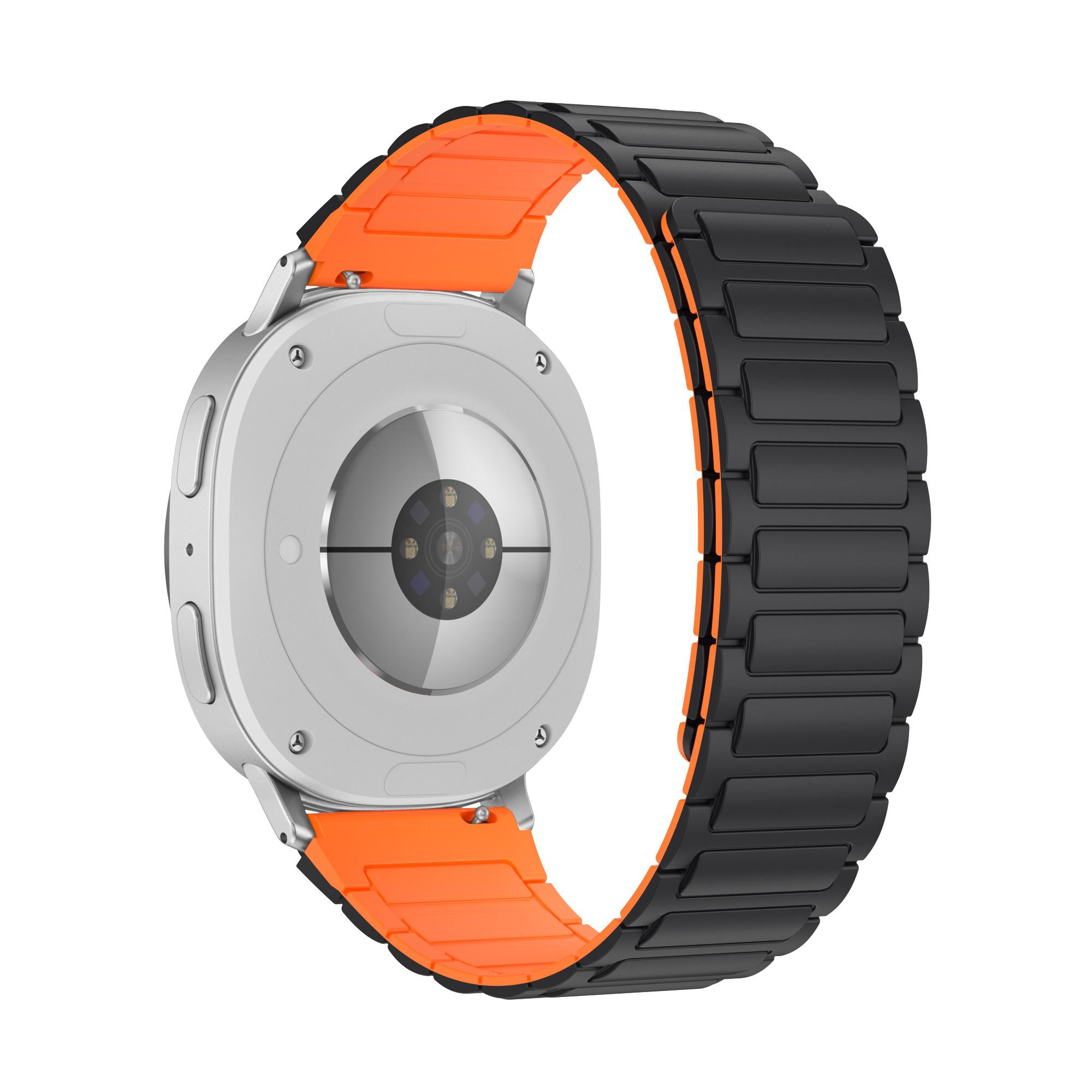 

Silicone Strap for Samsung Galaxy Watch8 44mm/40mm/Watch8 Classic 46mm Magnetic Watch Band Black/Orange