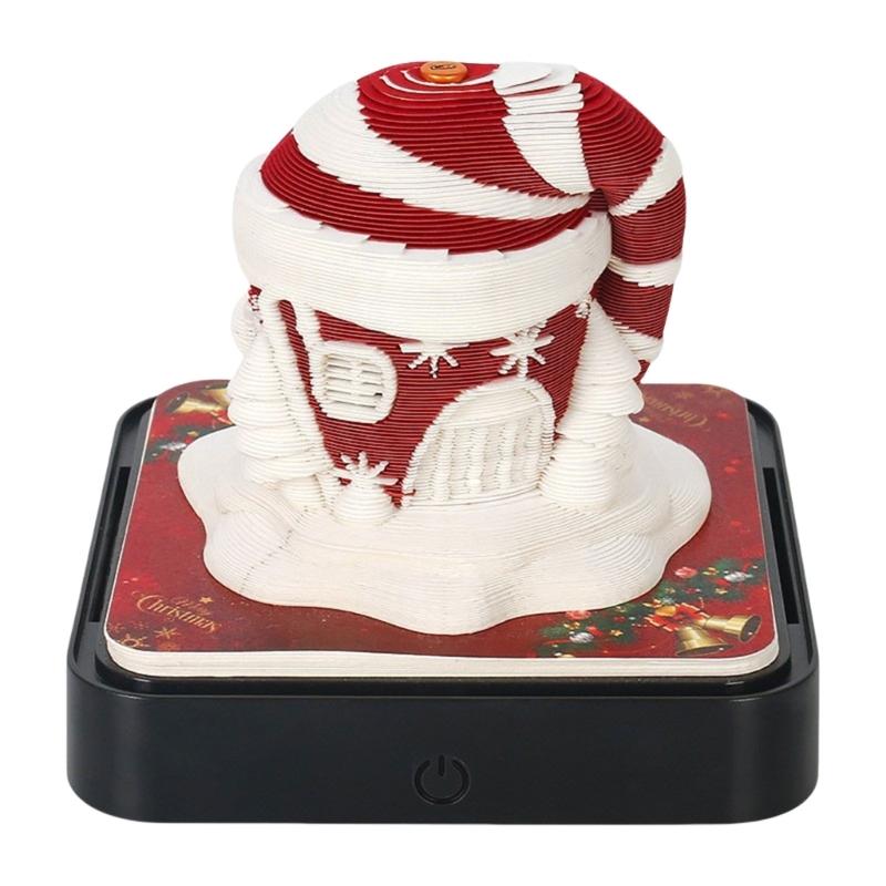 Festives 3D Paper Sculpture Calendar with LED Light 2025 Desk Memo for Everyday Use Notepad Carving Accessories