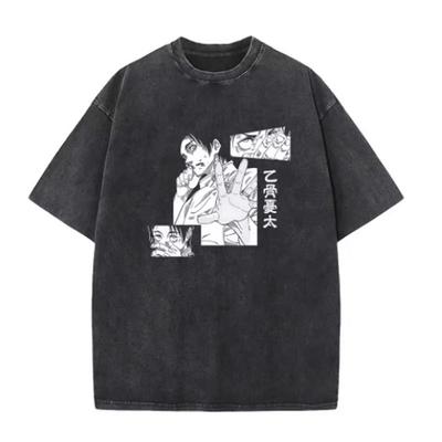 Camiseta Gráfica Vintage de Anime Caliente Jujutsu Kaisen Geto Suguru para Hombre Camisetas de Algodón Manga Lavado Vintage Camiseta Harajuku para Hombre