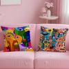 art theme Colorful Abstract Faces Cushion Cover Soft  EasyWash Pillow Case  Versatile for Couch Bed Travel and Office