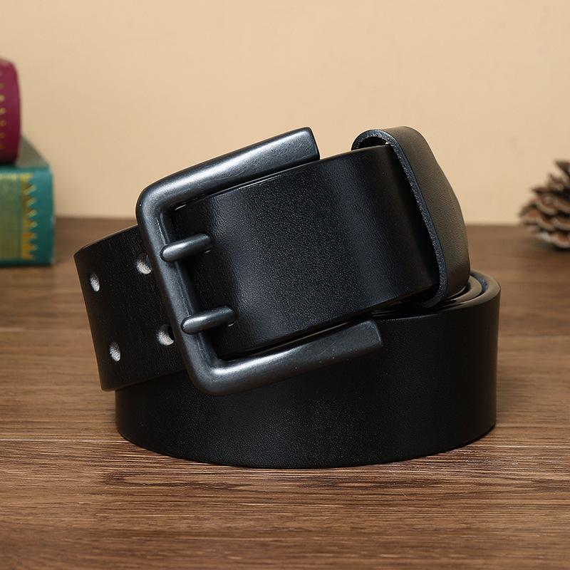 4.3CM Widened Double Needle Buckle Belt Men's Genuine Leather Top Layer Cowhide Retro Youth Versatile Casual Belt