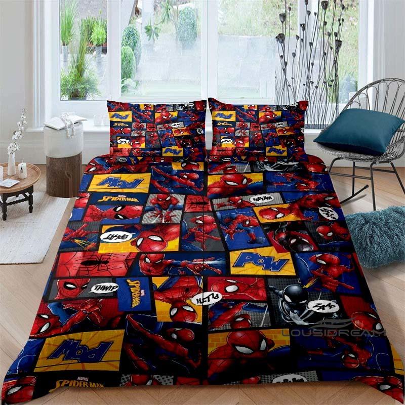 Spider-Man 3D printed duvet cover and pillowcase bedding set, available for single, double, king, and queen beds, suitable for