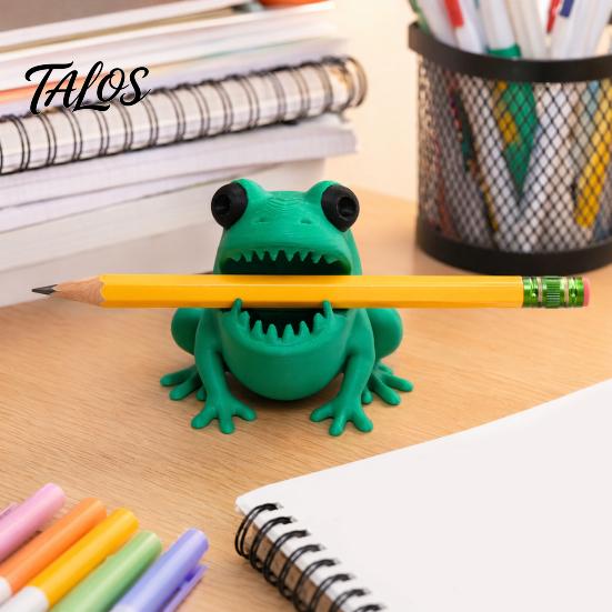Talos Cute Frog Pen Holder, 3D Printed Figurine, Cartoon Desk Organizer, Multifunctional Storage for Pens Pencils Markers, Office School Decor