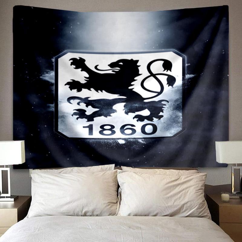 Mun-chen Lion Emblem Printed Tapestry, Fabric Tapestry Wall Hanging Decoration for Bedroom, Living Room, Dorm Room Home Party Fan Gifts