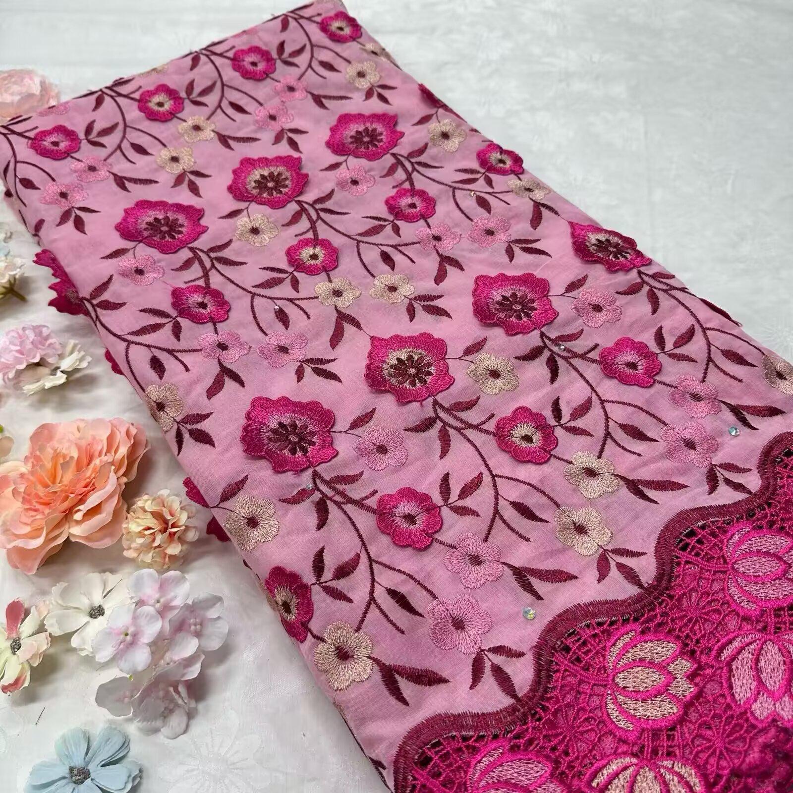 

Purple African Swiss Voile Cotton Lace Fabric 2026 High Quality 5 Yard Embroidered Nigerian Lace Fabric Elegant Dress for Sewing 5 yards&120cm