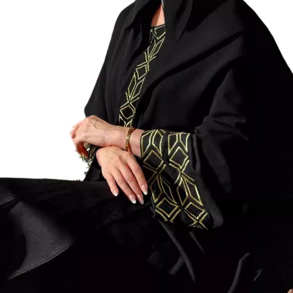 F419 Arabische Stickerei Modische Abaya Langes Gewand