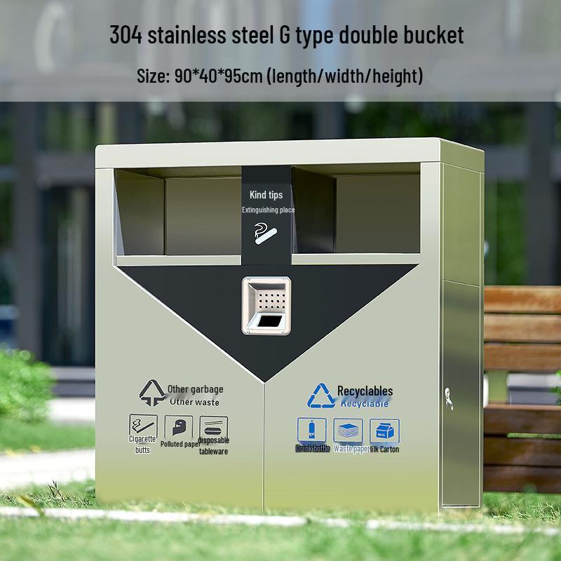 Stainless Steel Outdoor Trash Can: Large Sanitation Bin for Fruit Peels and Waste