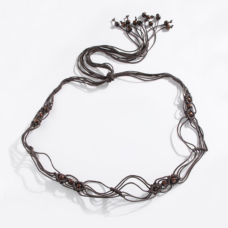 Bohemian Floral Woven Waist Cord With Handcrafted Splicing For Art Retro Party Outfit