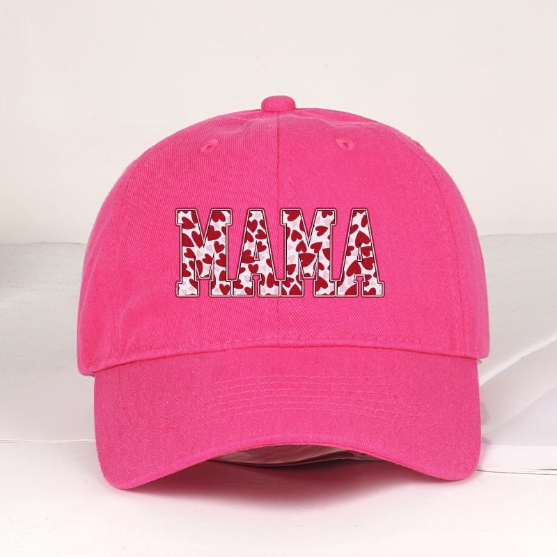 MAMA Heart Print Baseball Cap WoUnisex Vintage Washed Cotton Adjustable Dad Hat Mothers Day Casual Sun Hat
