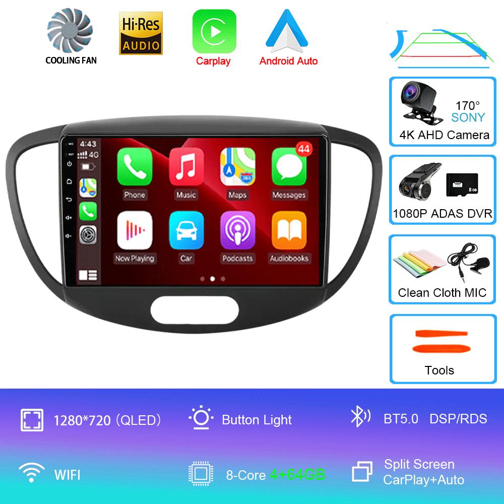 Android 14 Carplay Auto Car Radio For Hyundai I10 2007 - 2013 GPS Recorder Multimedia Video Player 4G+WiFi DSP