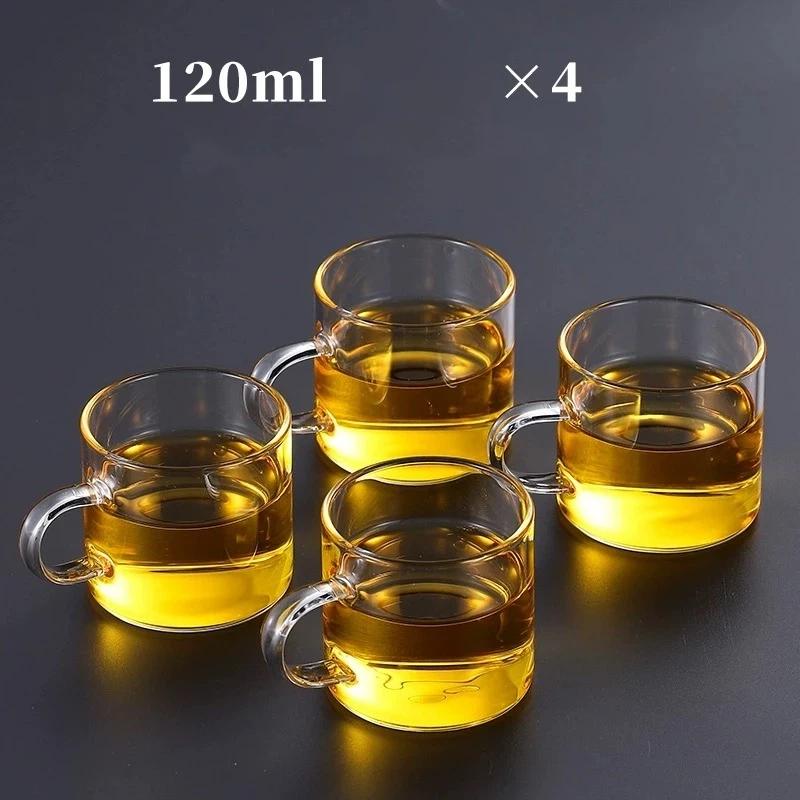 120ml Colorful Handle Glass Tea Cup with Handle – Heat Resistant High Borosilicate Water Cup