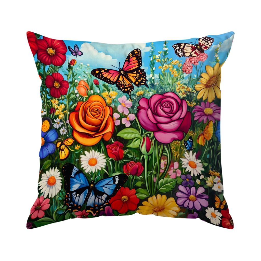 Vibrant Mexican Flowers Pillowcase Printed Polyester 45x45cm Throw Pillowcover Decorative Sofa Cushion Pillowslip Home Decor