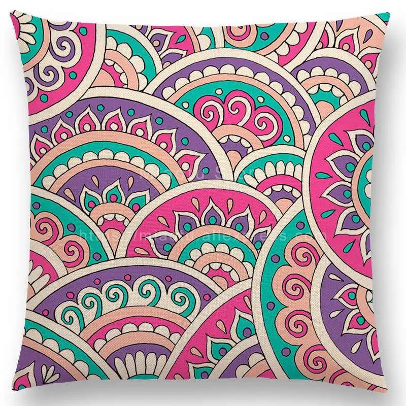 Neuheiten Boho Bunt Sonnenaufgang Regenbogen Diamantblumen Blüte Paisley Blumenmuster Mandalas Drucke Kissenbezug Kissen
