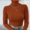 2025 Women's High Neck Solid Color Knit Pullover Sweater