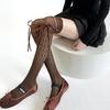 Women Fishnet Stockings Laced Up Thigh Highs Stockings Tights Pantyhose Sweet Over the Knee Socks Antis Skidding Socks