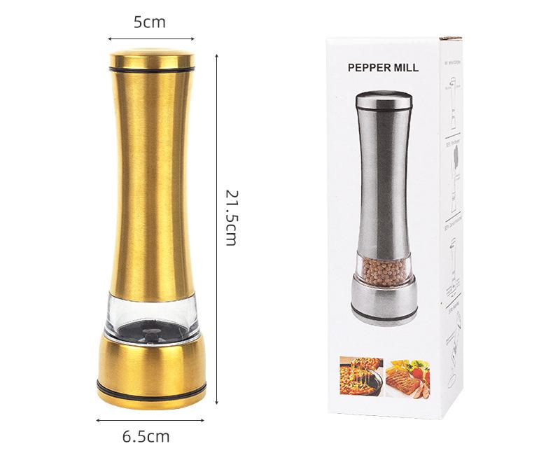 Titanium-Plated Stainless Steel Spice Grinder for Sea Salt and Black Pepper