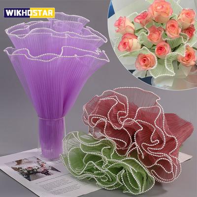 28cmx400cm Flower Wrapping Paper Pearl Wave Yarn Lace Mesh Florist Bouquet Valentine'S Day Gift Packaging Material Party Supply