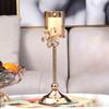European Crystal Flower Metal Candle Holder, Vintage Romantic Candlelight Decor Stand
