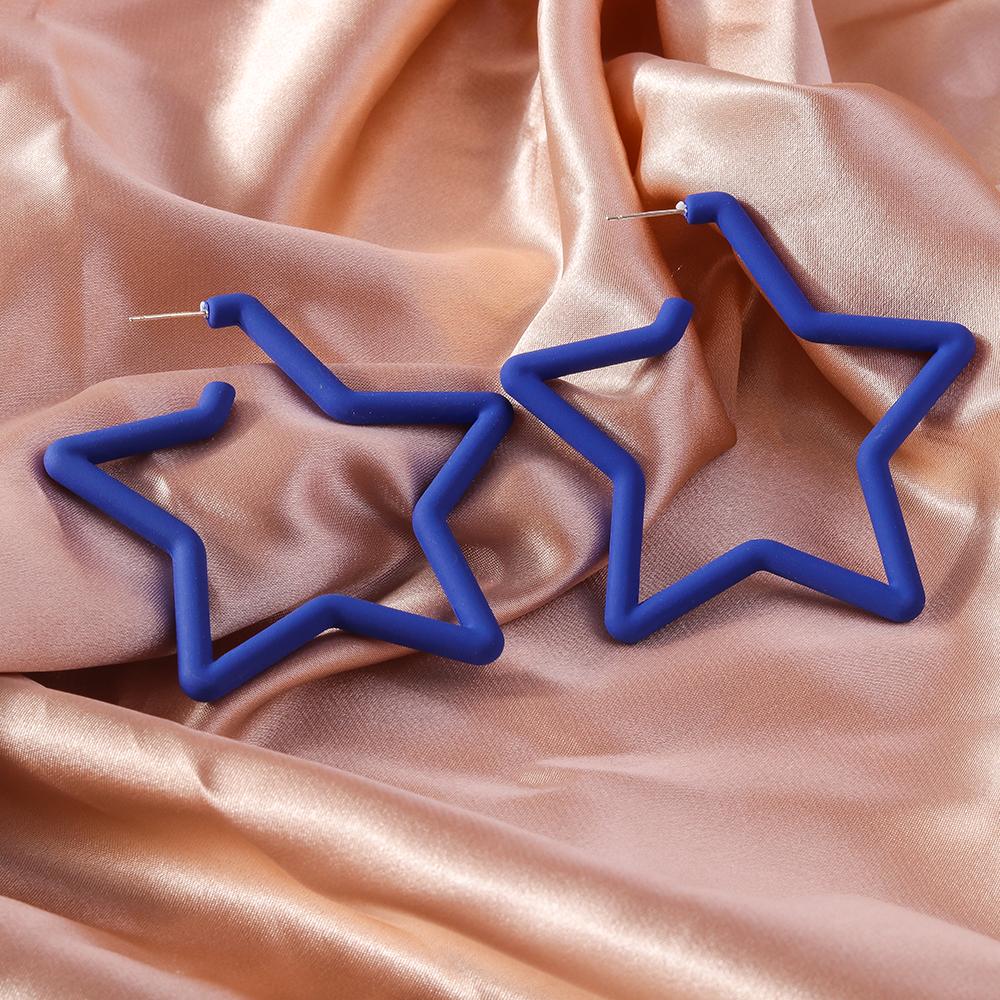 Cute Candy Colors Acrylic Hollow Star Hoop Earrings for Women Girls Simple Geometric Earrings Party Holiday Jewelry Gifts