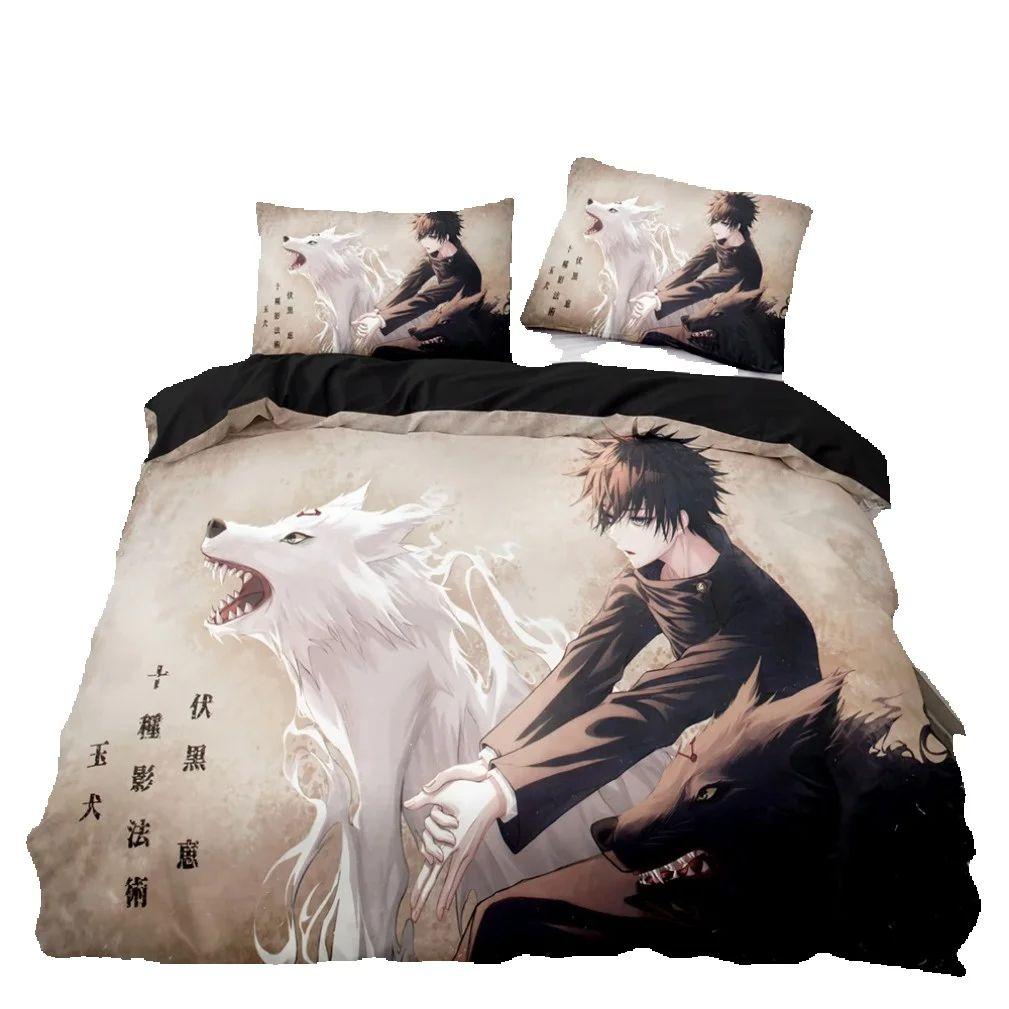 Carton Anime Jujutsu Kaisen Bedding Set,Satoru Gojo Quilt Cover and Pillowcases,Japan Famous Anime Duvet Cover Sets