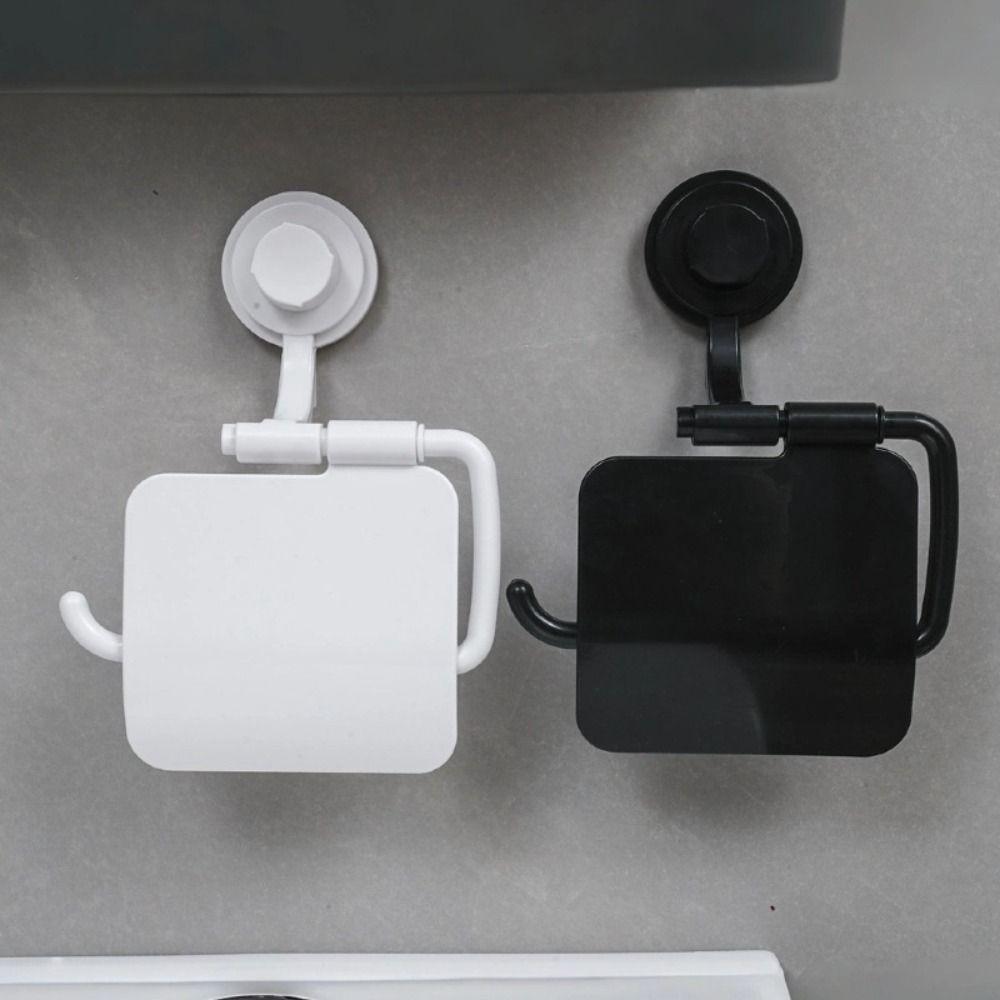 Black & White Bathroom Roll Paper Holder Suction Cup Toilet Paper Holder Humid Environment
