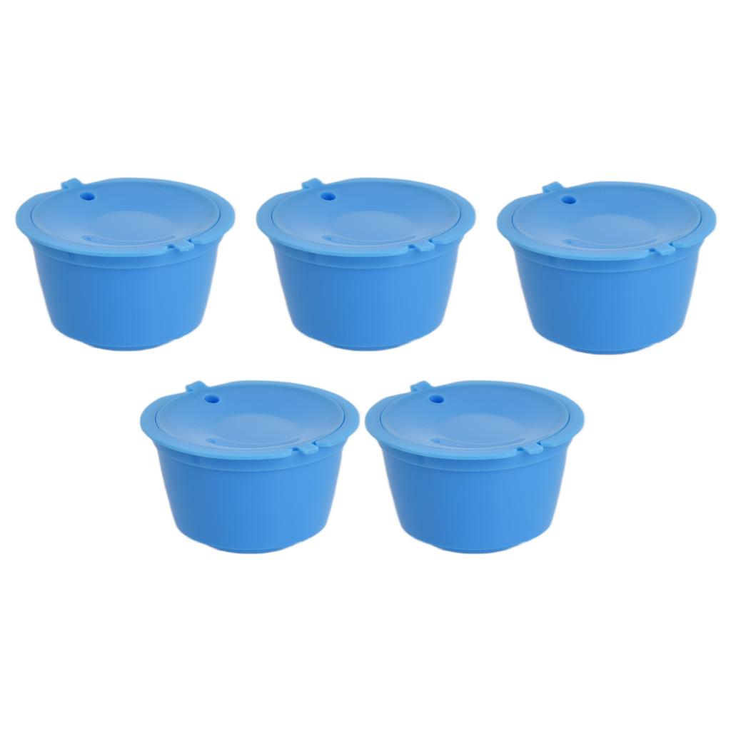 5Pcs 50ml Coffee Capsule Reusable Coffee Filter Cup with Spoon for DOLCE GUSTO Coffee MachineBlue