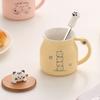 Cute Cartoon Cat Ceramic Mug with Lid and Spoon – Breakfast Coffee Cup