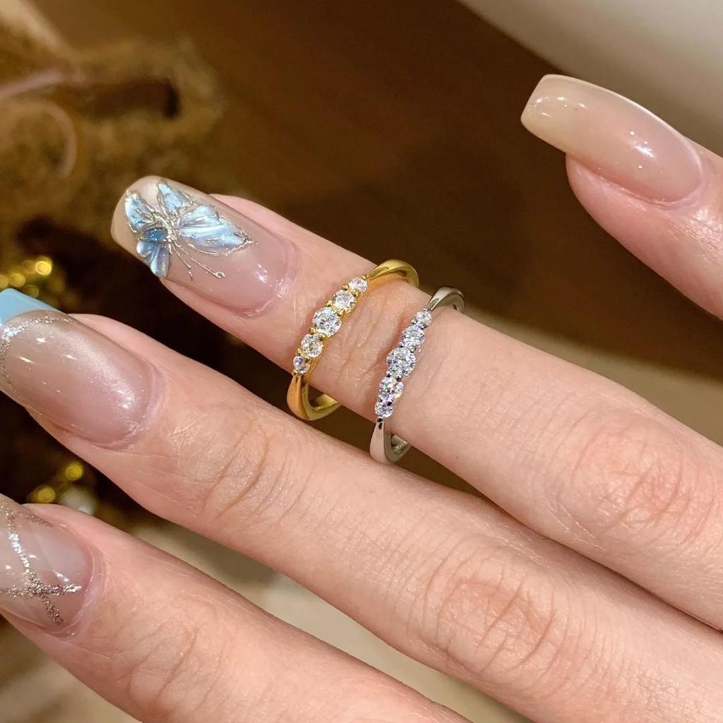 Korean INS Style Cubic Zirconia Stacking Ring for Women - Niche Design