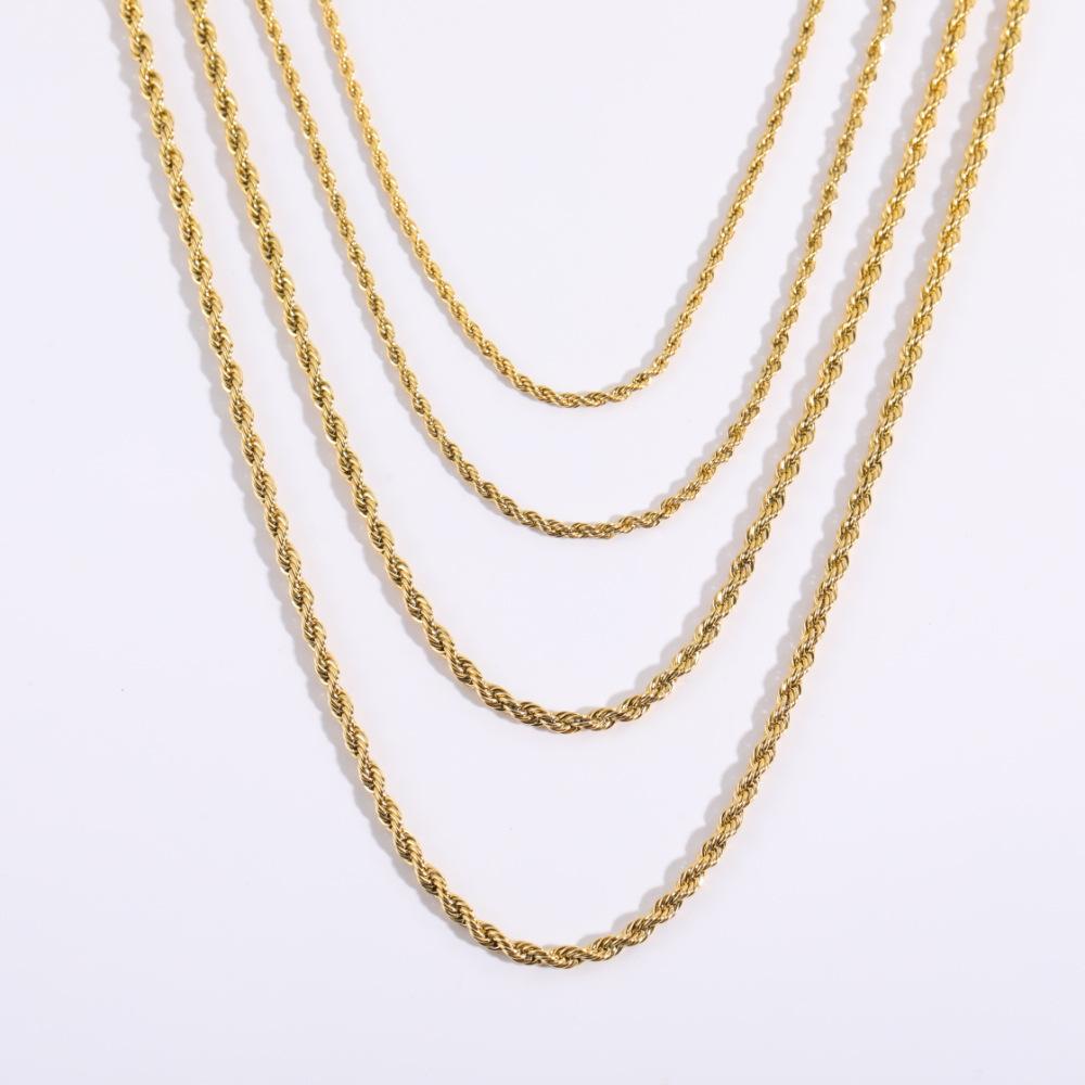 Stainless Steel Plain Bare Chain Basic Chain Necklace Twist Chain Furnace Vacuum Plating 18K Gold Necklace