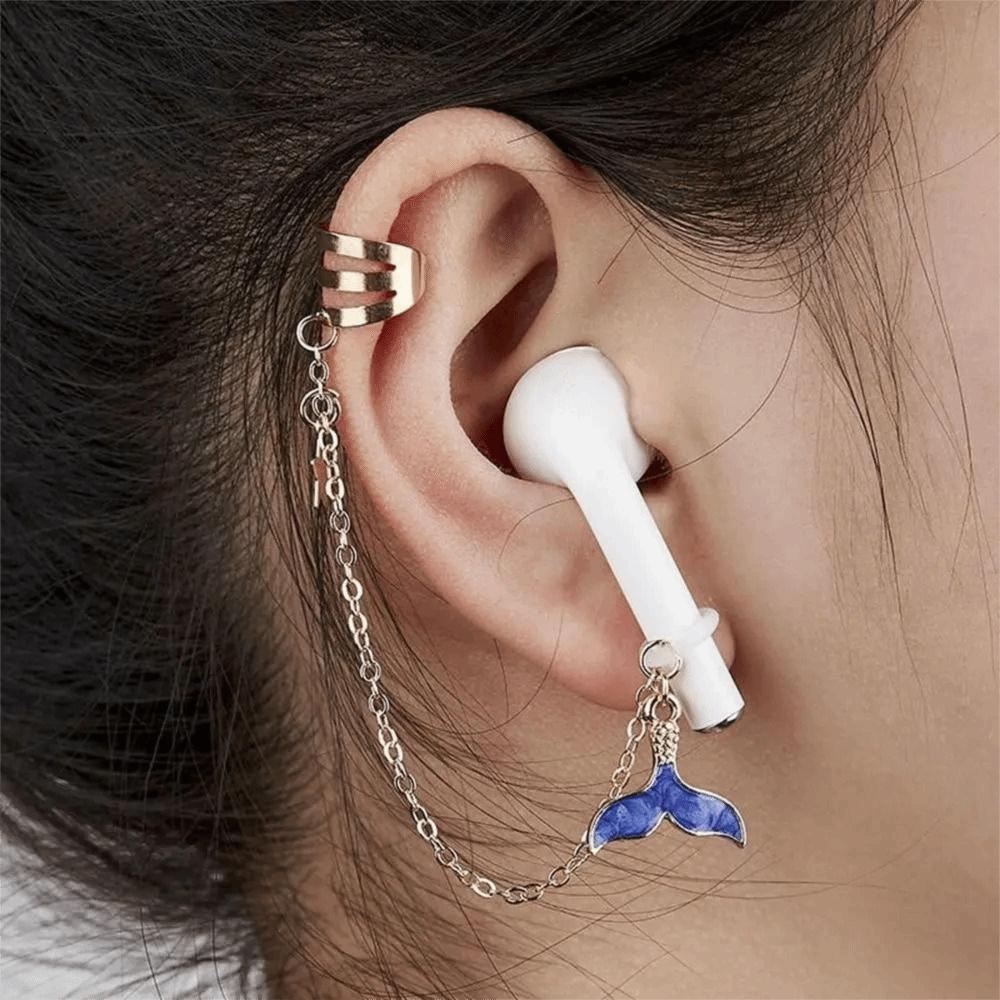 2pcs/pair Ear Decor Anti-lost Ear Clip Star Headphone Chains Anti-Lost Earphone Clip  Best Gifts