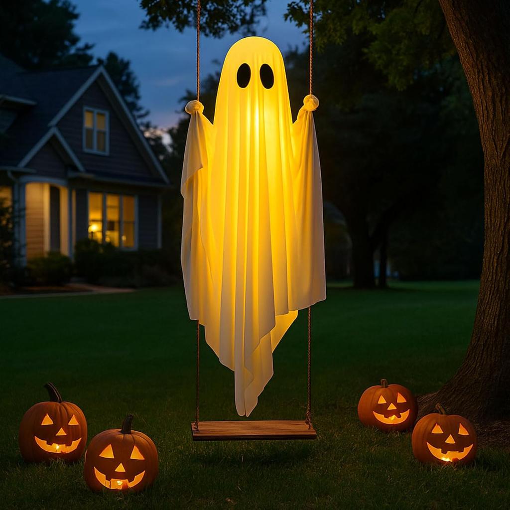 120 cm Halloween Decorative Ghost Hanging Ghost Decoration with Fairy Lights