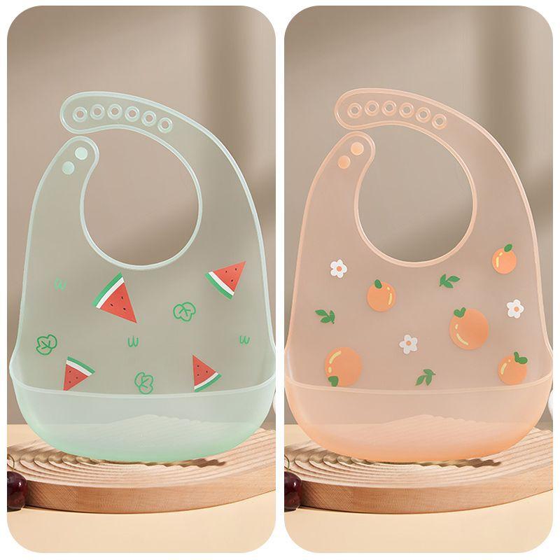 Baby Silicone Bib Waterproof Leak Proof Feeding Bib for Boys Girls Easy Clean Soft Drool Catcher for Infant Toddler Solids