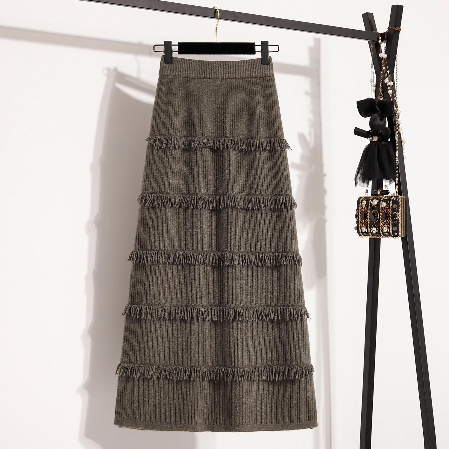 

Knitted Skirt for Ladies In Winter Updated Style To Cover Hips and Make Them Look Slim Midi Skirt High Quality Practical Daily Use L