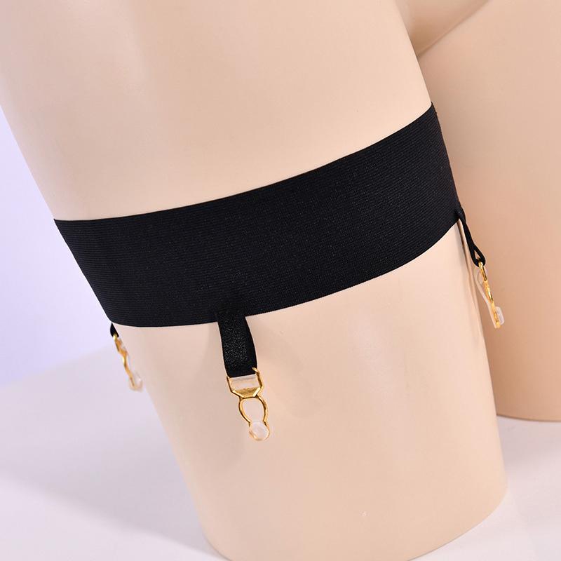 Anti-Rutsch Bein Strumpfband Gürtel Ring für Oberschenkelhohe Strümpfe Elastische Strumpfhalter mit Metallclips Sexy Cosplay Kostüm Zubehör