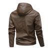 Retro Street PU Leather Jacket Spring and Autumn Men's Hooded Leather Jacket Young Handsome Jacket