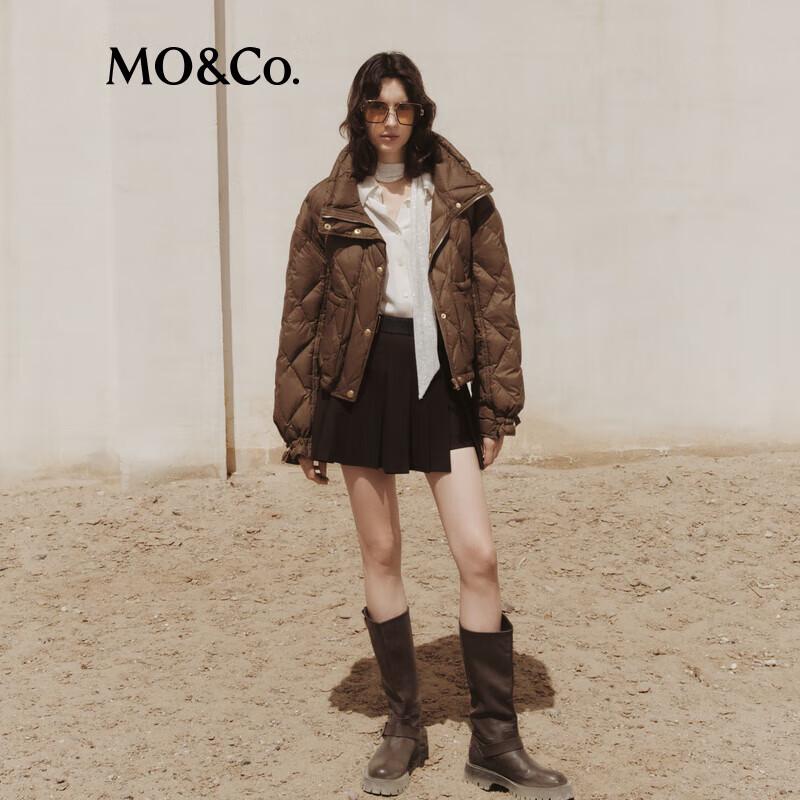 

МО&Ко. 90% Пух утки Осенняя Клетчатая Куртка-пуховик с высоким воротником M 165