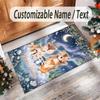 Forest Nature Theme Crystal Velvet Rug Personalized Custom Name Text Soft Floor Mat Home Decor