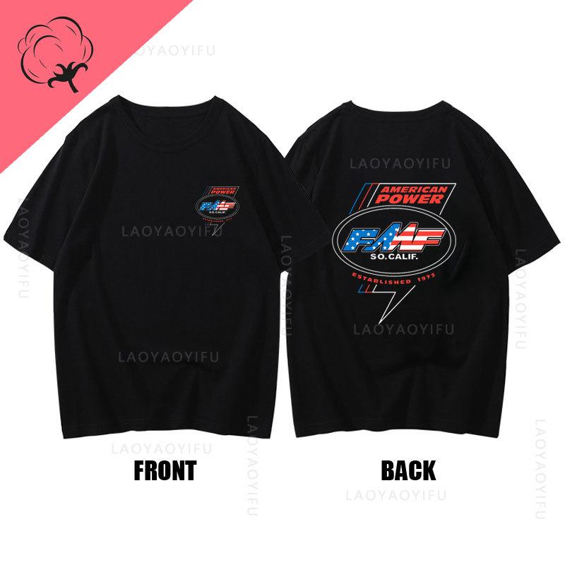 Hot Sale Summer Mens Cool Top FMF Racing Exhaust Ama Motocross Tee Round Neck Fashion Clothing Short Sleeves 100Cotton T Shirt