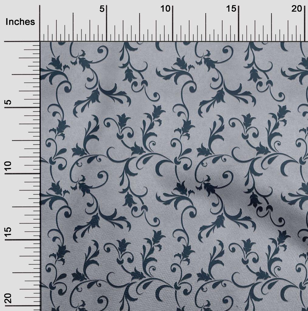 oneOone Cotton Flex Coin Gray Fabric Asian Baroque Fabric For Sewing Printed Craft Fabric By The Yard 40 Inch