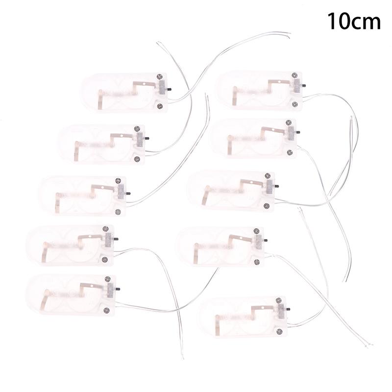 

10 шт. Для держателя батарейки-таблетки CR2032, кейс-крышка с переключателем включения-выключения + провода 10/15 см, батарейный отсек, двойные слоты 10CM прозрачный