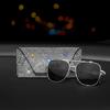 Portable Shiny Diamond Car Glasses Case Crystal Bling Rhinestone Sunglasses Box Sunglasses Storage Box Men