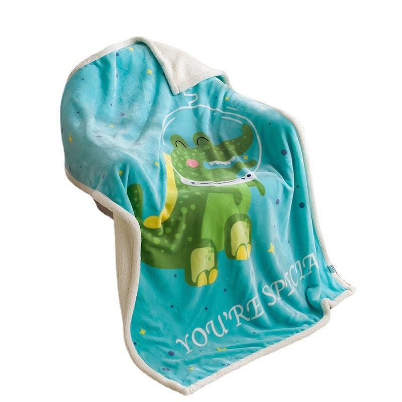 Soft Cartoon Fleece Blanket Toddlers Nap Time Double-Layer Sherpa 100x140cm Kids Bedding