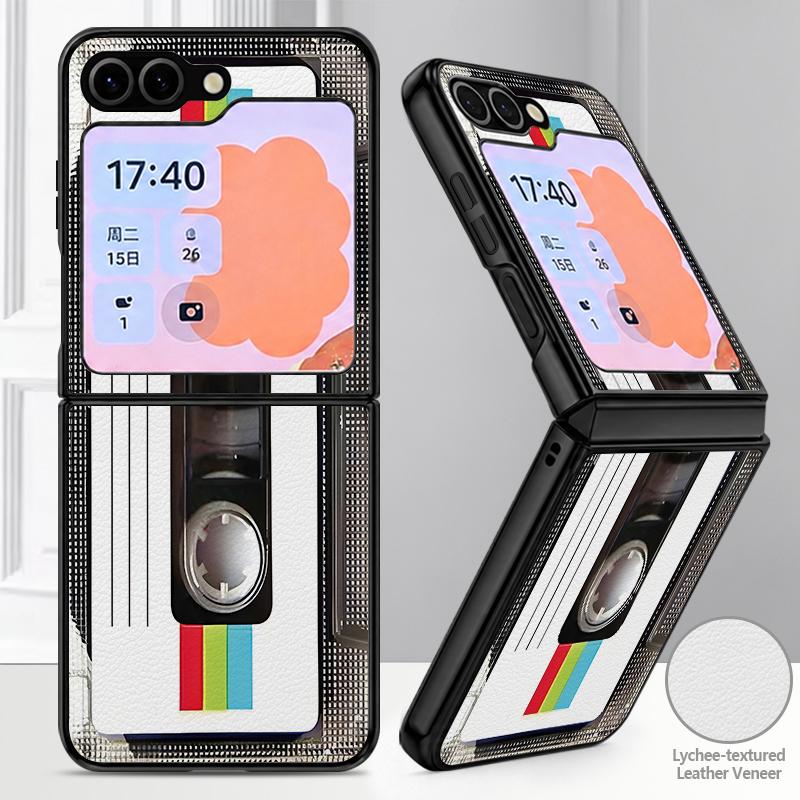 Retro Game Boy Camera Print Case For Samsung Z Flip 8 7 6 5 Luxury Leather Skin Hard Folding Phone Cover For Galaxy Z Flip8 Flip7 Flip6