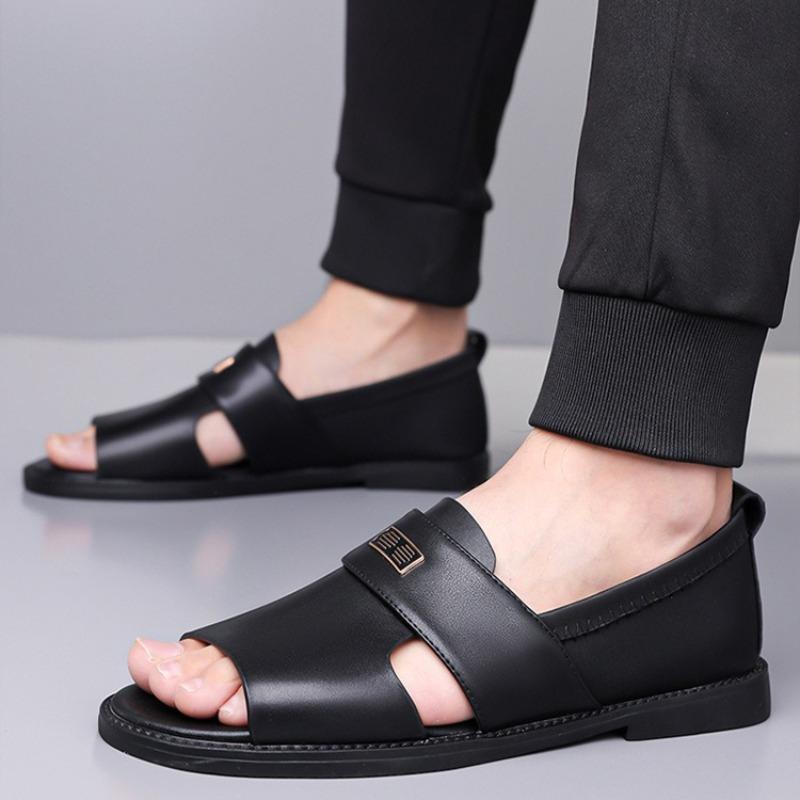 Fashion Fashion Men's Sandals High Quality Cowhide Leather Sandals Summer Peep Toe Beach Sandals for Men Outdoor Casual Sport Sandalias