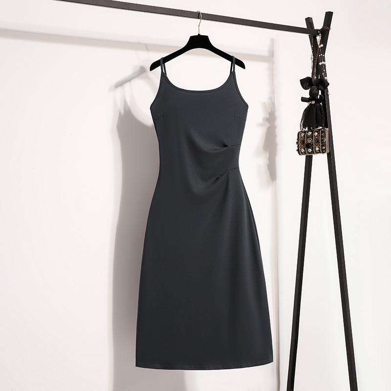 Plus Size Women s 2026 Summer Pleated Camisole Dress with Waist-Cinching Slimming Design Plus Size XL