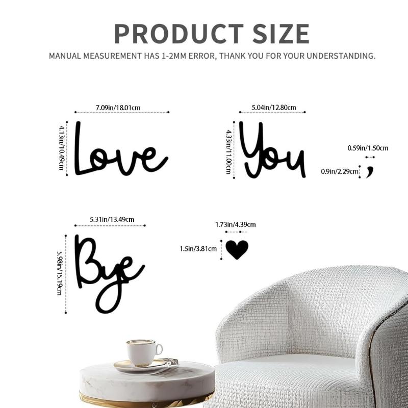 Retro Love You Bye Wall Decors Love You Bye Acrylic Sign for Home Coffee Wall Art Gift to Express Warm for Your Family