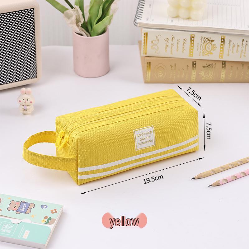 Korean Style Double-Layer Oxford Cloth Pencil Case with Large Capacity and Portable Double Zipper Design
