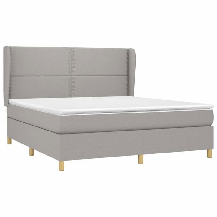 3128461 vidaXL Lit à sommier tapissier avec matelas Gris clair 180x200cm Tissu